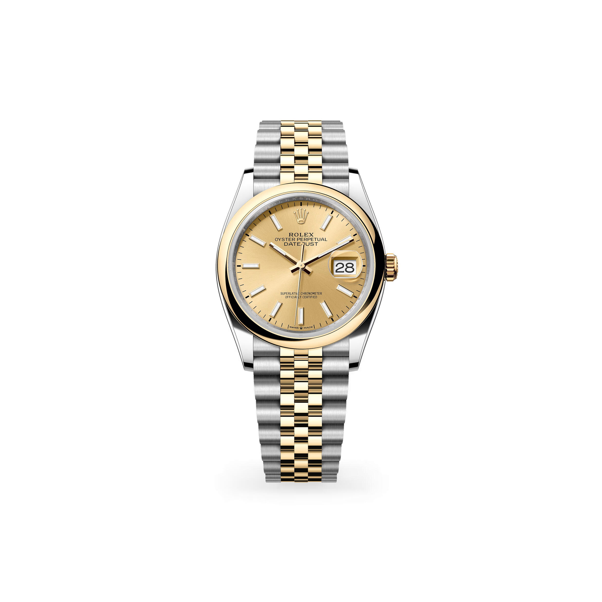 R01ex datejust 36 oyster, 36 mm, oystersteel and yellow gold m126203-0015